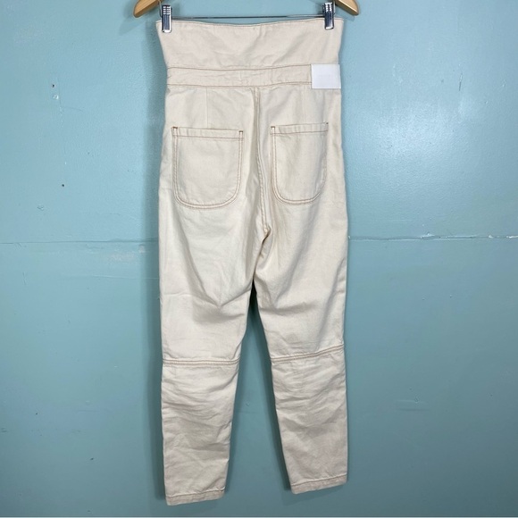 Jonathan Simkhai Neutral Ivory Tie Front Jeans Henley Tie Waist Straight Sz‎ 26 - Picture 6 of 9